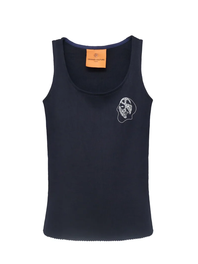 Casj Sleeveless Small Face Print Vest