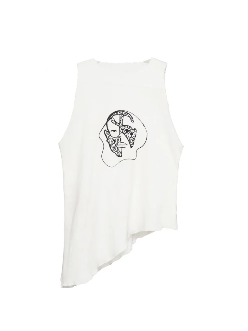Casj Sleeveless Asymmetric Face Vest